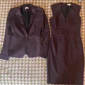 REISS Ricca twin set brown blazer jacket fitted shift dress size 10 wool blend - Picture 1 of 8