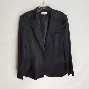 Calvin Klein Womens Black Acetate Nylon One Button Blazer Jacket Size 16 - Bild 1 von 5