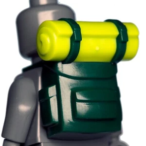 NEU LEGO - Body Wear - Rucksack mit limettenfarbener Bettrolle grün dunkel x1 Build-a-Minifigur - Bild 1 von 1