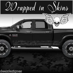 Rocker Wrap Black Digital Camo Vinyl Graphics Truck Side Decals Camouflage A-025 - Picture 1 of 2