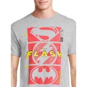 DC Comics Men's and Big Men's The Flash Super Icons Graphic T-Shirt Gray L NEW - Picture 1 of 5