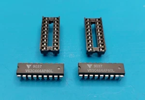 Commodore 64 C64 2pcs RAM 41464 4464 + 2pcs socket Assy 250469 250466 Spectrum - Picture 1 of 2