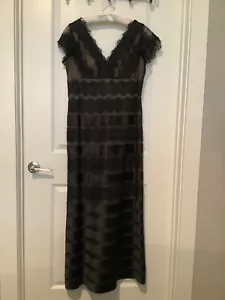 JS Collections 12 Black Lace Nude Lining Eyelash Fringe Formal Dress - Picture 1 of 8