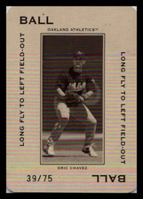 2005 Throwback Threads Polo Grounds 75 BALL Long Fly Eric Chavez /75 #PG-68