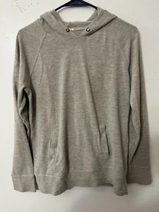 J Crew Polyester Cotton Hoodie Sweatshirt Men’s Medium Beige Long Sleeve Pocket - Picture 1 of 5