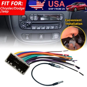 Wire Harness & Antenna Adapter Kit Aftermarket Radio Fits Chrysler Dodge Jeep - Picture 1 of 15