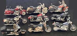Matchbox, Hot Wheels & Maisto Motorcycle Lot 1:18 - 9 Bikes Harley Davidson + - Picture 1 of 6