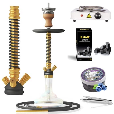 RMAN Shisha Set 66cm Wasserpfeife Hookah mit Dampfsteine Kohle Kohleanzünder  - Bild 1 von 2