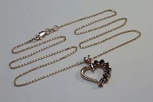 Ciondolo a forma di cuore oro giallo 14K con 1 ct. tw. Zaffiri e catena 18 - Foto 1 di 6