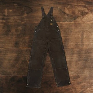 Vintage Carhartt Double Knee Bib Overalls Men’s 38x32 Duck Canvas Brown Painter - Picture 1 of 9