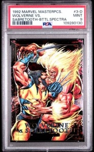 1992 Marvel Masterpieces Battle Spectra #3-D Wolverine vs Sabretooth PSA 9 MINT! - Picture 1 of 2