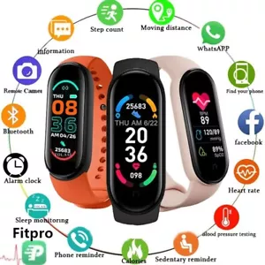 M6 Smart Watch Fitnessband Herzfrequenz BP Monitor Wasserdicht - Bild 1 von 12