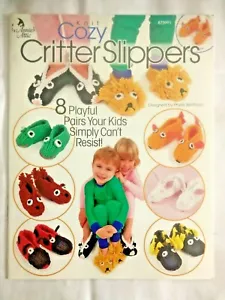 Cozy Critter Children's Slippers Knitting Knit Pattern Book Bumblebee Skunk Rare - Picture 1 of 2