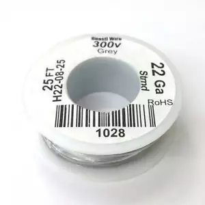 H22-08-25 25 Fuß 22 AWG GRAU Litze elektronischer Anschluss 300 V Kabel UL1007 80C - Bild 1 von 1
