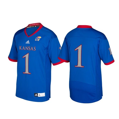 Kansas Jayhawks NCAA Adidas Men's #1 Blue Premier Football Jersey Cover