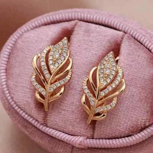 1.50 Ct Real Moissanite Women's Huggie Hoop Earrings 14K Rose Gold Plated Silver - Picture 1 of 6