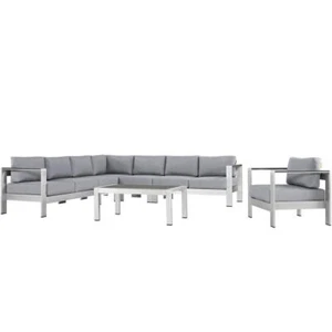 Shore 7 Piece Outdoor Patio Aluminum Sectional Sofa Set - Picture 1 of 9