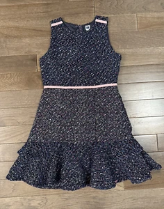 Girl's JANIE AND JACK Navy Blue Pink Tweed Sleeveless Dress Size 10 - Picture 1 of 5