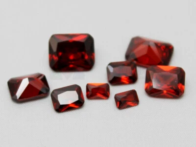 Garnet CZ Octagon 4x6mm 6x8mm 8x10mm 10x12mm AAA Loose Cubic Zirconia Gemstone - Image 1 of 4