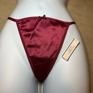 Vintage Neu mit Etikett Victoria’s Secret glänzend weinrot zweite Haut Satin Tanga Höschen S/5 NEU - Bild 1 von 4