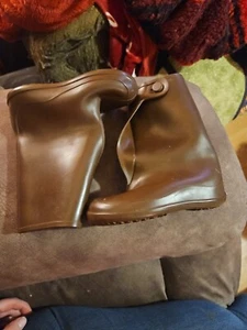 Tingley Rubber Brown Boot  with Button Boot  Size 5-7 - Picture 1 of 3