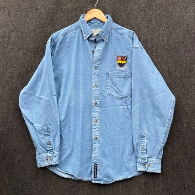 Gear For Sports Mens Large Long Sleeve Denim Shirt Blue Pocket Crest St Louis - Image 1 of 4