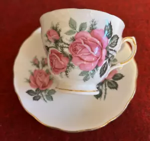 Royal Vale Bone China Teetasse & Untertasse Set - rosa Rosen - Bild 1 von 3