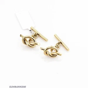 VINTAGE ANTIQUE ESTATE FIND LOVE KNOT CHAINLINK CUFFLINKS SOLID 18K YELLOW GOLD - Picture 1 of 7