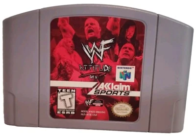 WWF Attitude Get It! N64 Nintendo 64 Authentic 1997 Game Cartridge Only Tested - Image 1 of 4
