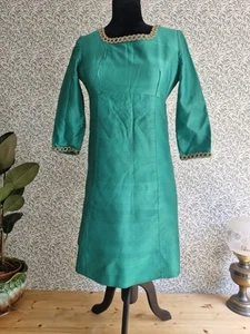 Vestido de noche vintage 1960 verde esmeralda talla pequeña original cóctel fiesta - Imagen 1 de 9