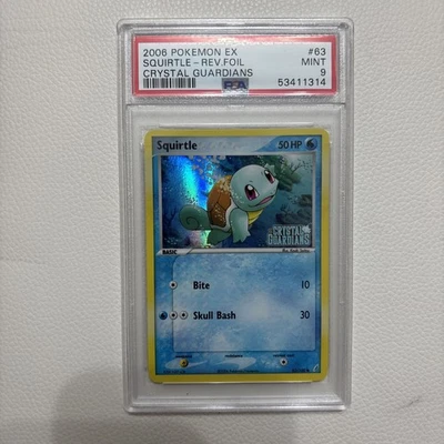 Squirtle 63/100 Pokemon EX Crystal Guardians Reverse Foil 2006 PSA 9 Mint - Image 1 of 2