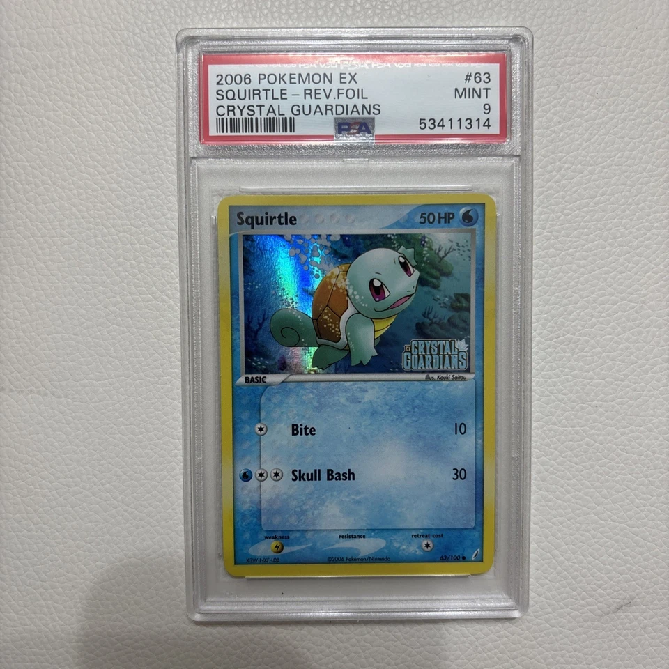 Squirtle 63/100 Pokemon EX Crystal Guardians Reverse Foil 2006 PSA 9 Mint - Image 1 of 2