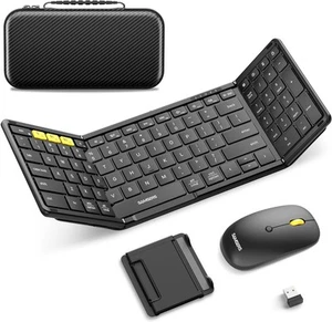 Foldable Keyboard and Mouse, Samsers 2.4G + Bluetooth 5.0 x 2, Elegant Black - Picture 1 of 9