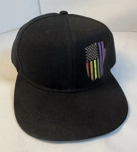 New Black Baseball Cap With Pride Flag Patriotic Rainbow LGBTQ - Picture 1 of 3