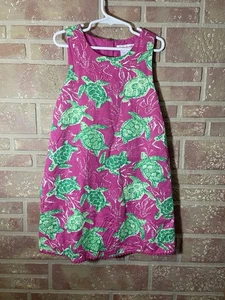 Tommy Bahama Girls A-Line Dress Sea Turtle Print Sleeveless Pink Green Size 7 - Picture 1 of 5