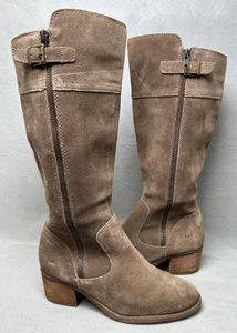 BOC Born Boots 6.5 Austell Round Toe Brown Suede Block Heel Zip Riding - Picture 1 of 21