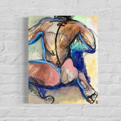 Oil paintings. Contemporary art male picture Men Portrait muscle body abstract - Image 1 of 2