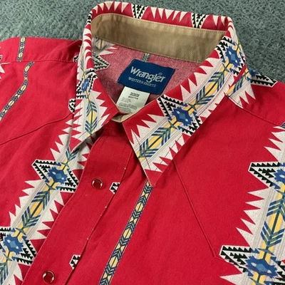 Wrangler Pearl Snap Mens XXXL Cowboy Aztec Southwestern Striped Short Sleeve - Image 1 of 4