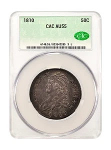 Medio dólar busto tapado 1810 CACG AU 55 CAC - Imagen 1 de 3