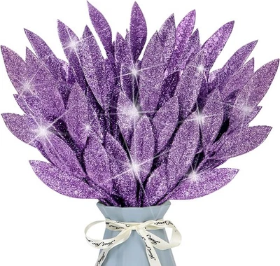 16 Piezas Hojas Brillo Artificial 13.8" Plantas Falsas Flores Ramas Hoja Navidad Foto 1 de 4