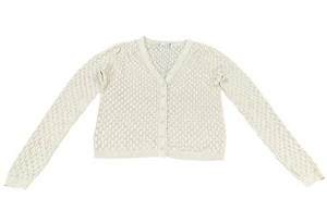 Old Navy Damen Minimalistische Pointelle Strickjacke Pullover Creme Cottagecore Preppy - Bild 1 von 5