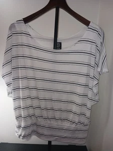 Bobeau Xl Damen Top Schwarz Streifen Reglanärmel Oversizeärmel (V) - Bild 1 von 8