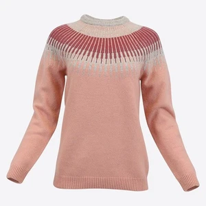 Icewear Minna Womens Nordic Knit Sweater Pink/Gray Merino Wool Blend Long Sleeve - Picture 1 of 10