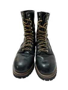 RED WING ANSI Z41 PT91 Steel Toe Logger Black Boots Men's 9 EE Wide Made in USA - Picture 1 of 14
