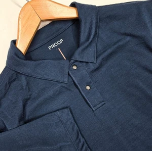 Proof Polo Men Medium M Blue Huckberry Merino Wool Blend Golf Shirt Performance - Picture 1 of 7