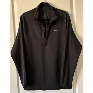 Patagonia Capilene Midweight Black Quarter Zip Pullover Top Mens Large L - Picture 1 of 5