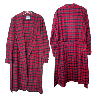 Pendleton Housecoat Robe L READ Lightweight VINTAGE Virgin Wool Macduff Tartan - Image 1 of 4