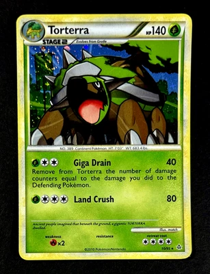 2010 Pokemon TORTERRA Unleashed HOLO Foil Rare HGSS Set Card 10/95 PERFECT SWIRL - Image 1 of 4
