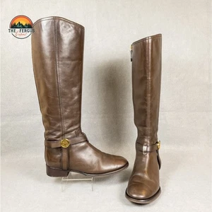 Tory Burch Bristol Coconut (Brown) Gold Leather Knee High Riding Boot Size 7M - Picture 1 of 22
