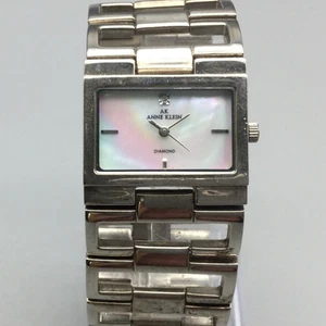 Anne Klein Diamond Watch Womens 28mm MOP Face Silver Tone Bracelet New Battery - Picture 1 of 15